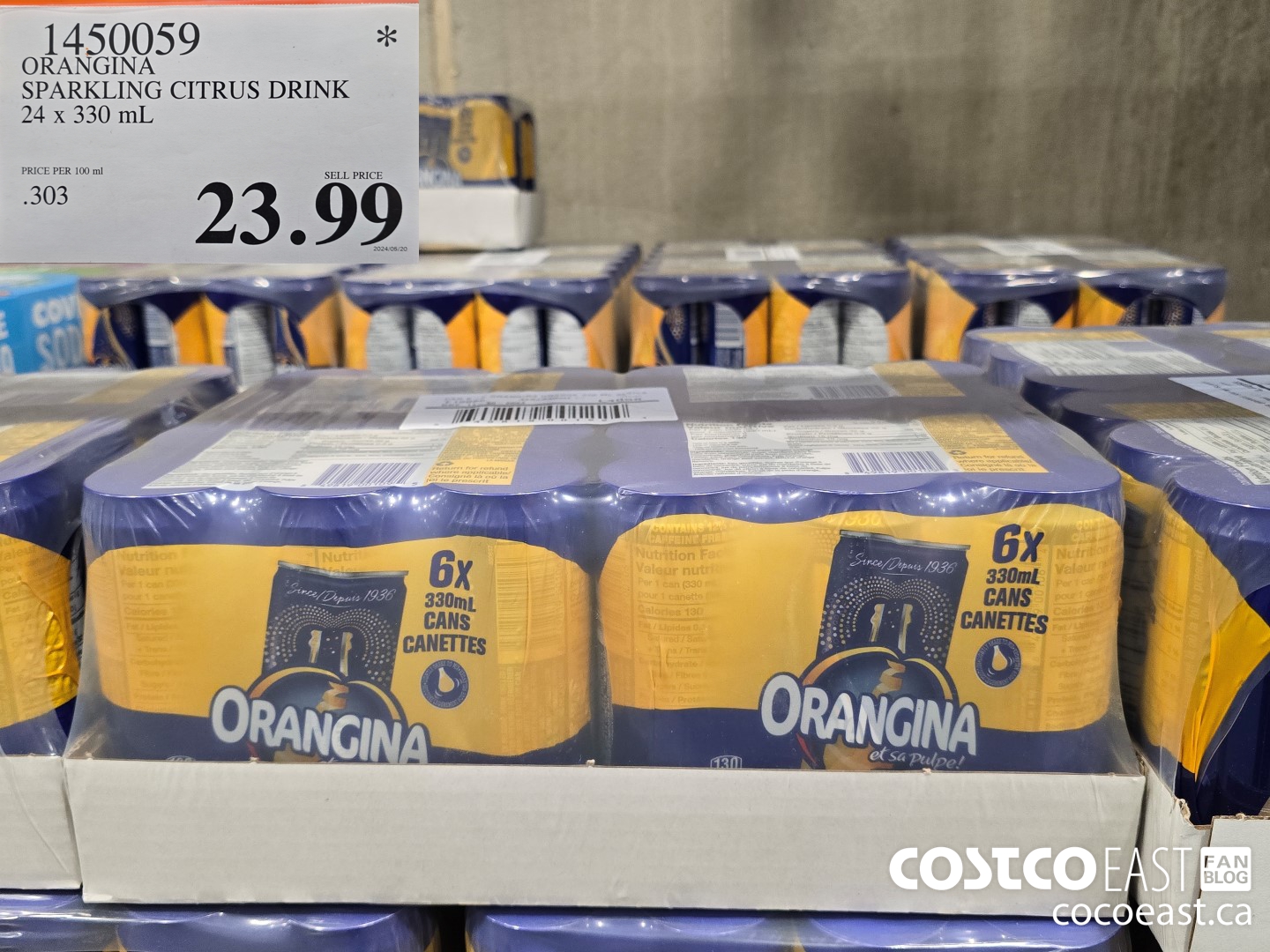 1450059 ORANGINA SPARKLING CITRUS DRINK 24 x 330 mL $23.99