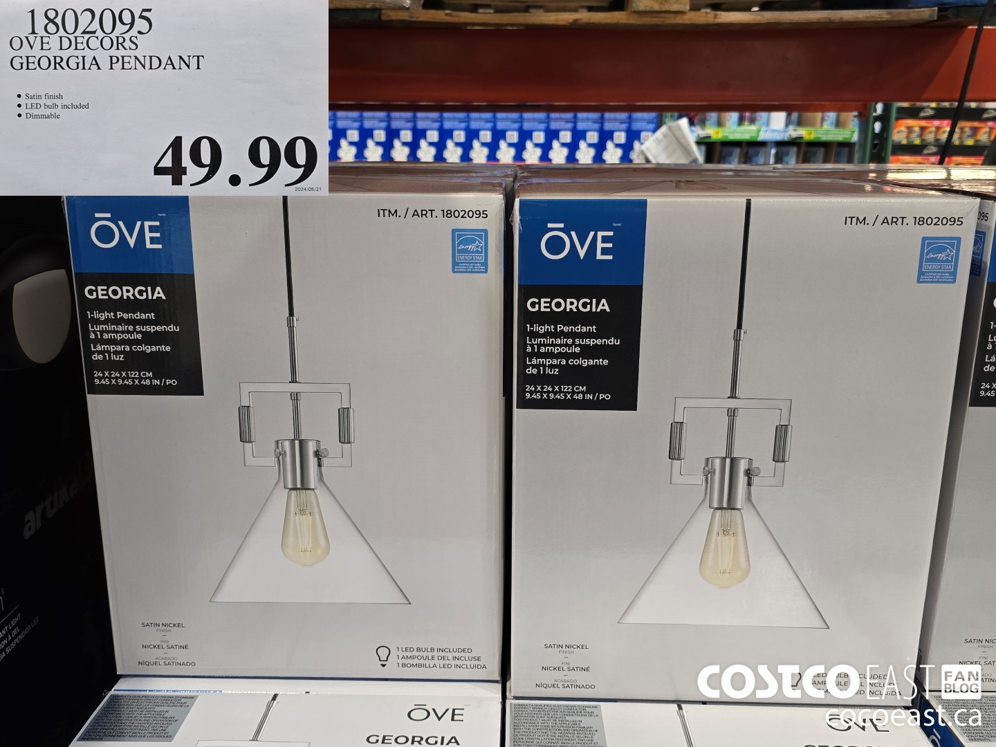 1802095 OVE DECORS GEORGIA PENDANT $49.99