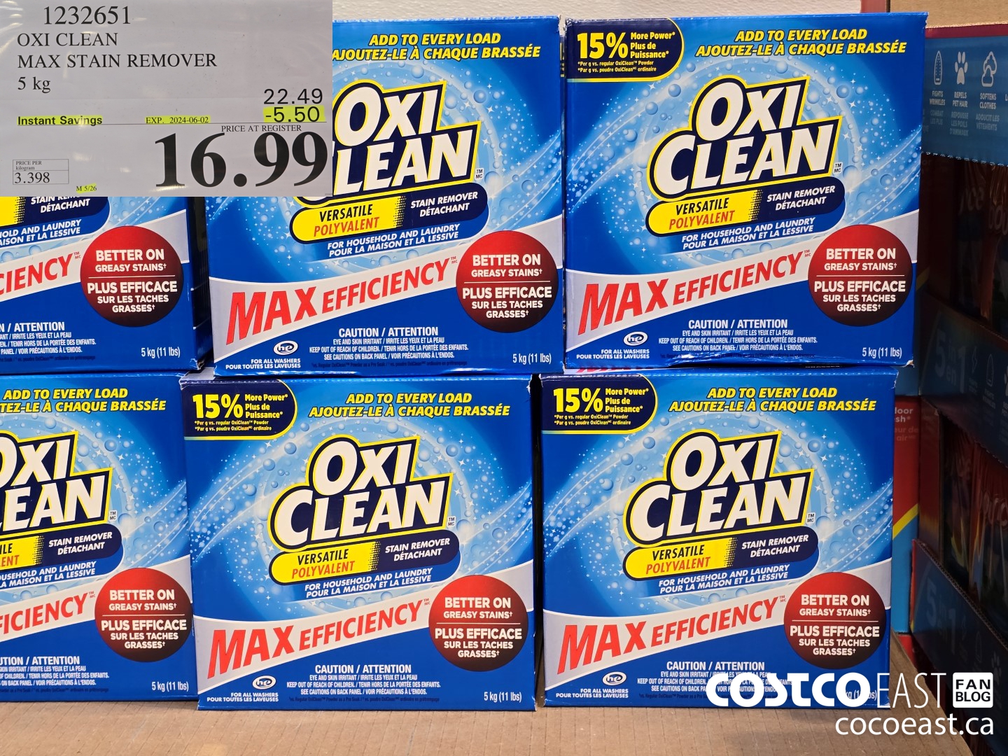 1232651 OXI CLEAN MAX STAIN REMOVER 5 KG ($5.50 INSTANT SAVINGS EXPIRES ON 2024-06-02) $16.99