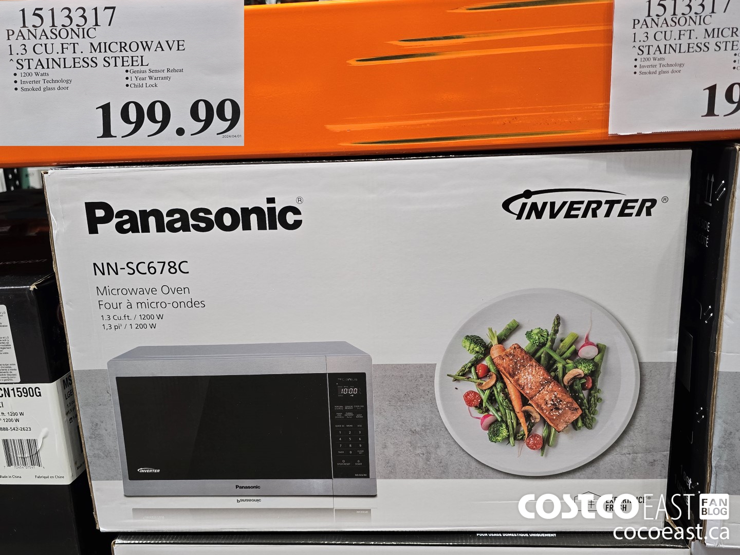 1513317 PANASONIC 1.3 CU.FT. MICROWAVE STAINLESS STEEL $199.99