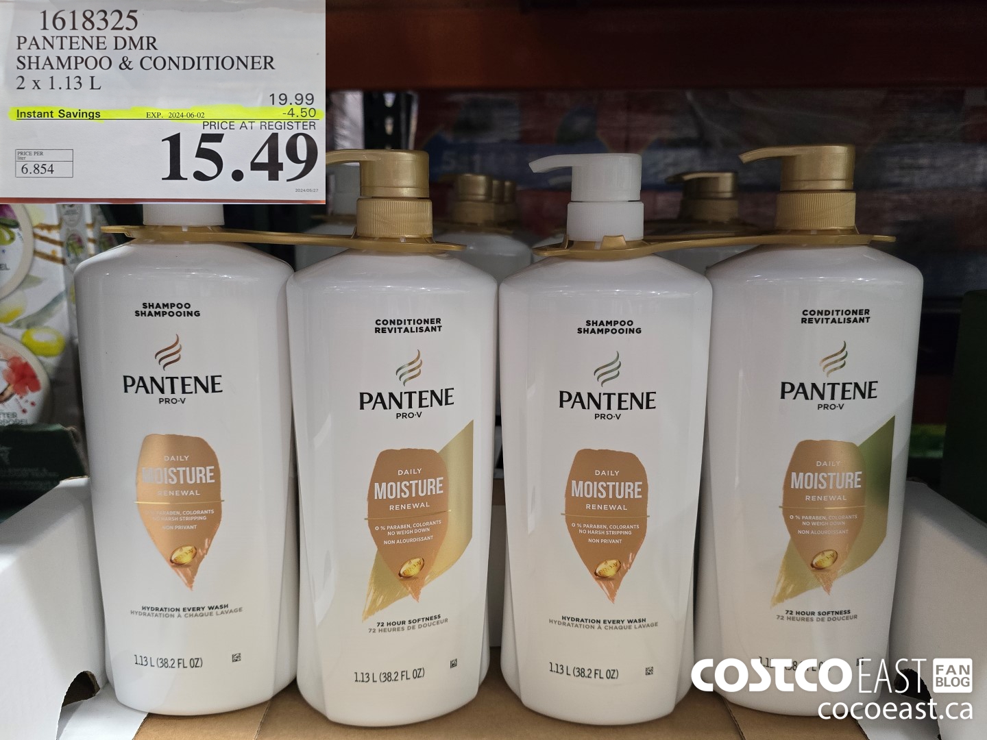 1618325 PANTENE DMR SHAMPOO & CONDITIONER 2 x 1.13L ($4.50 INSTANT SAVINGS EXPIRES ON 2024-06-02) $15.49