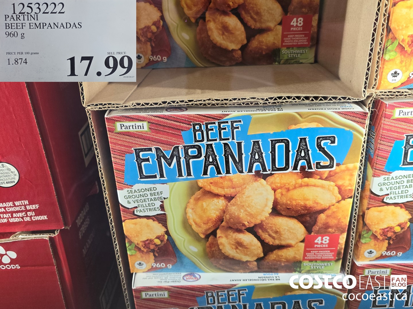1253222 PARTINI BEEF EMPANADAS 960 G $17.99