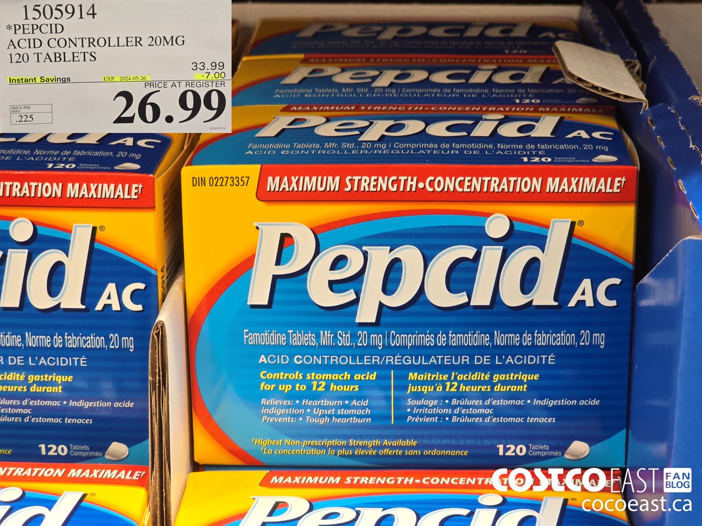 1505914 PEPCID ACID CONTROLLER 20MG 120 TABLETS ($7.00 INSTANT SAVINGS EXPIRES ON 2024-05-26) $26.99