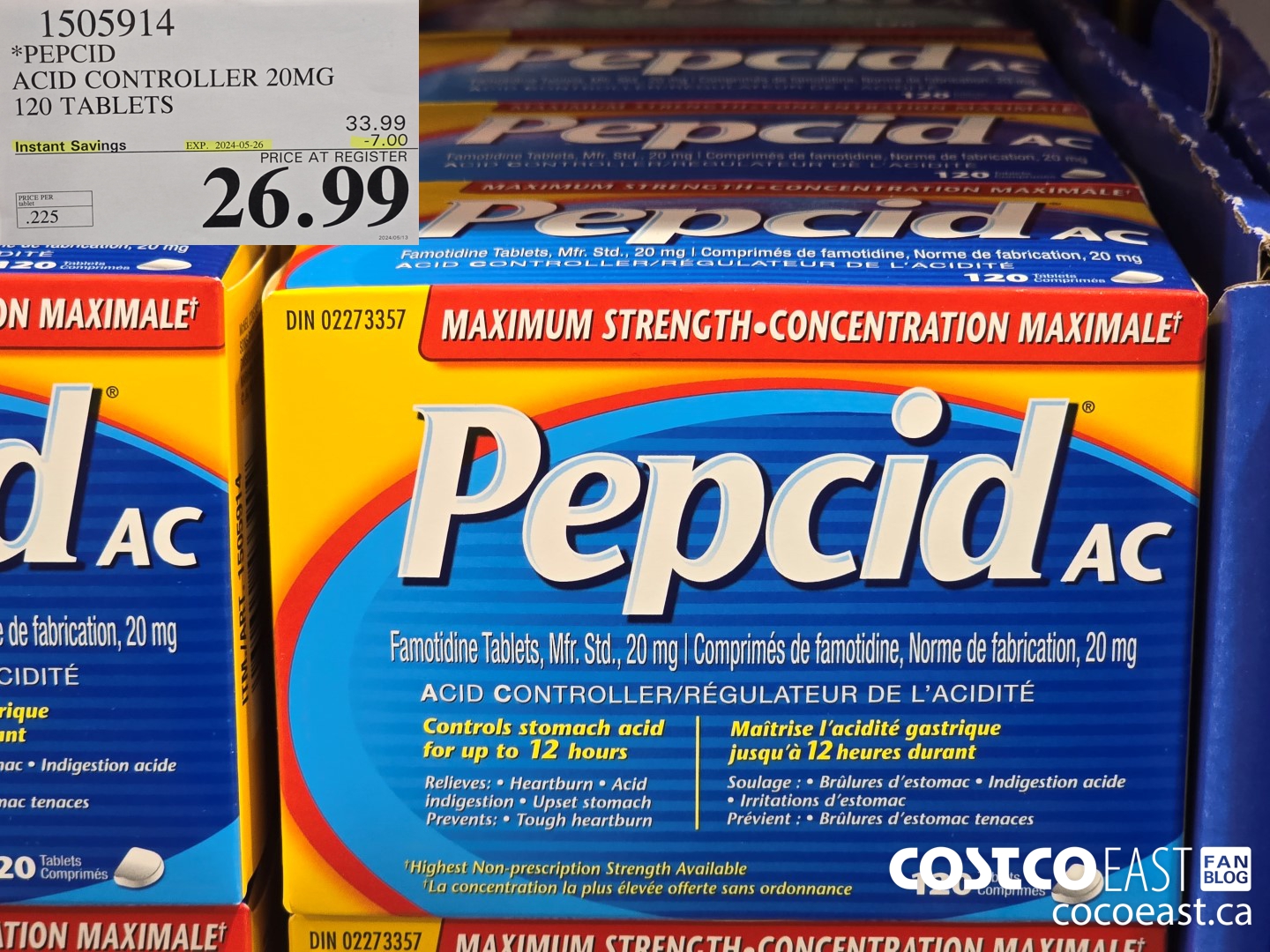 1505914 PEPCID ACID CONTROLLER 20MG 120 TABLETS ($7.00 INSTANT SAVINGS EXPIRES ON 2024-05-26) $26.99