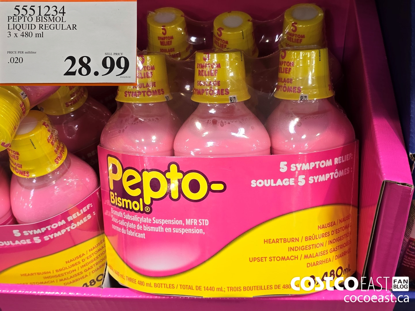 5551234 PEPTO BISMOL LIQUID REGULAR 3 x 480 ml $28.99