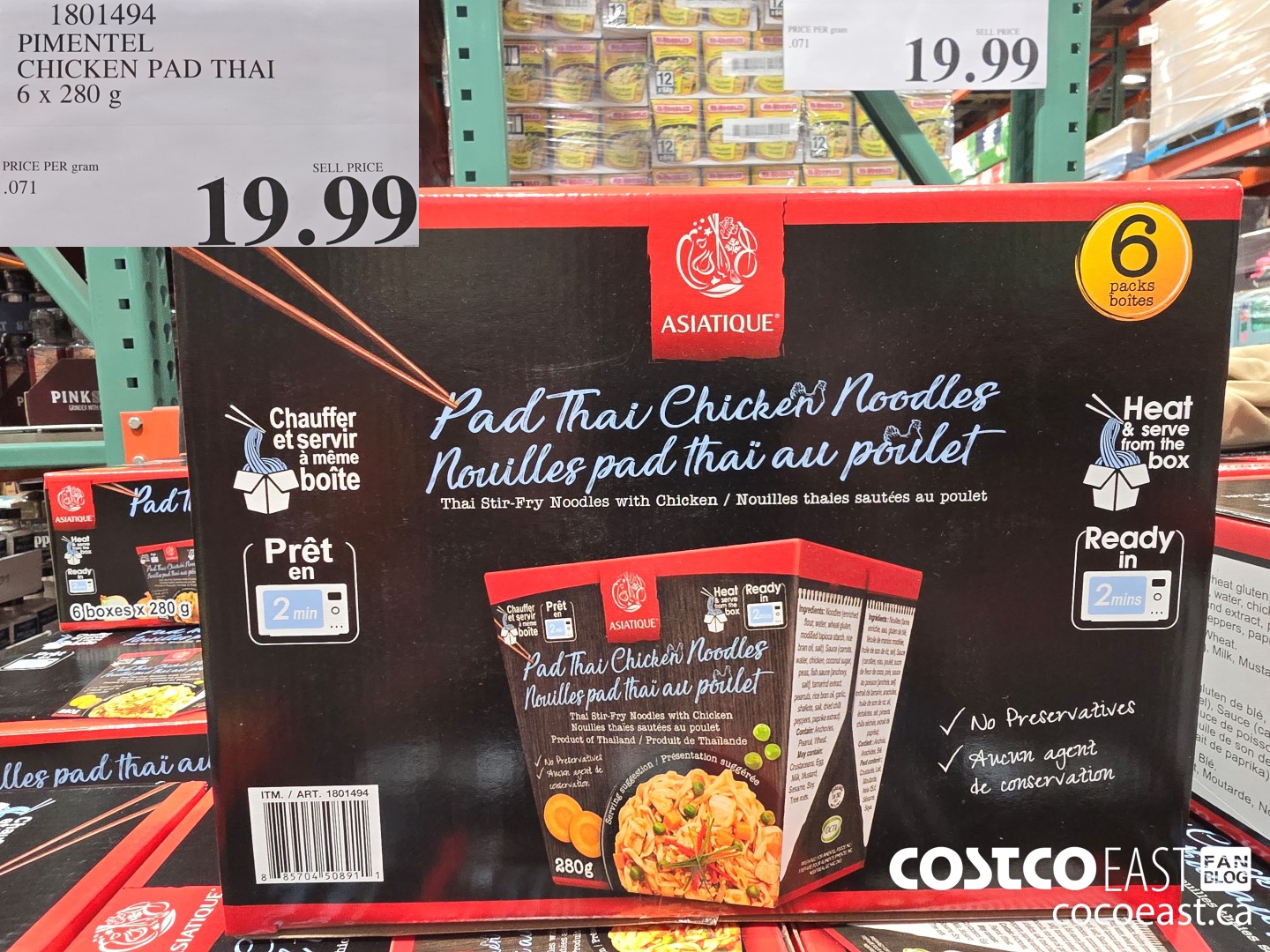 1801494 PIMENTEL CHICKEN PAD THAI 6 x 280 g $19.99