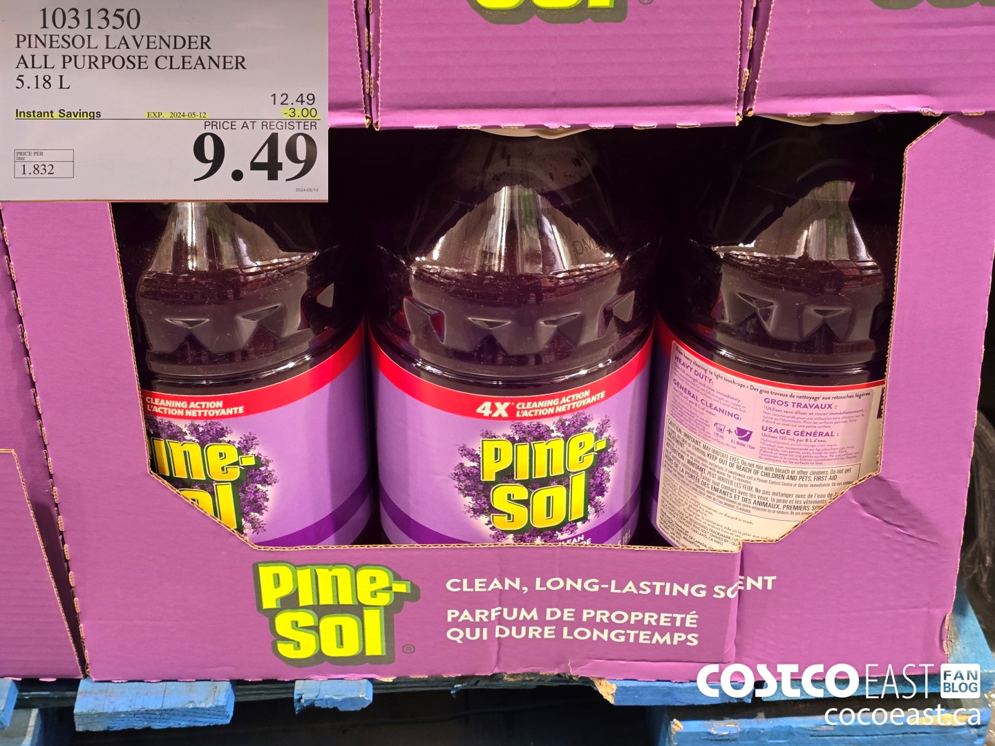 1031350 PINESOL LAVANDER ALL PURPOSE CLEANER 5.18 L ($3.00 INSTANT SAVINGS EXPIRES ON 2024-05-12) $9.49