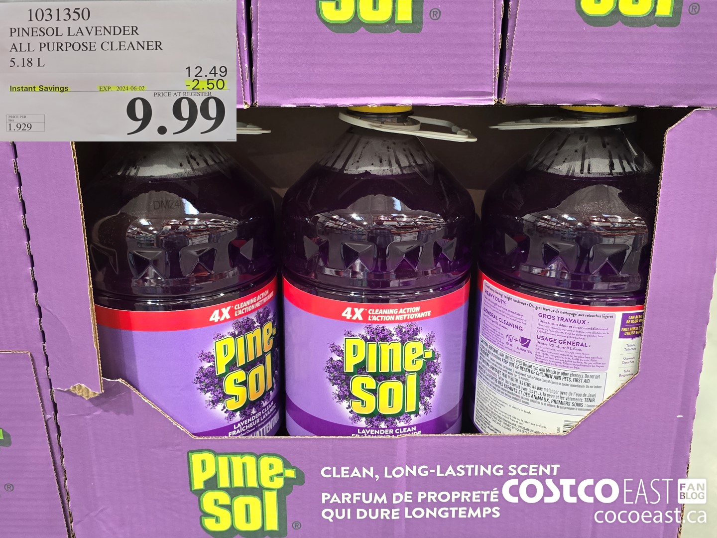 1031350 PINESOL LAVeNDER ALL PURPOSE CLEANER 5.18 L ($2.50 INSTANT SAVINGS EXPIRES ON 2024-06-02) $9.99