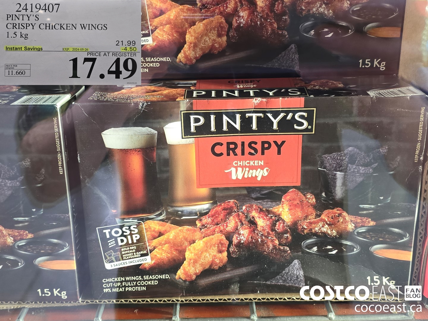 2419407 PINTY'S CRISPY CHICKEN WINGS 1.5 kg ($4.50 INSTANT SAVINGS EXPIRES ON 2024-05-26) $17.49