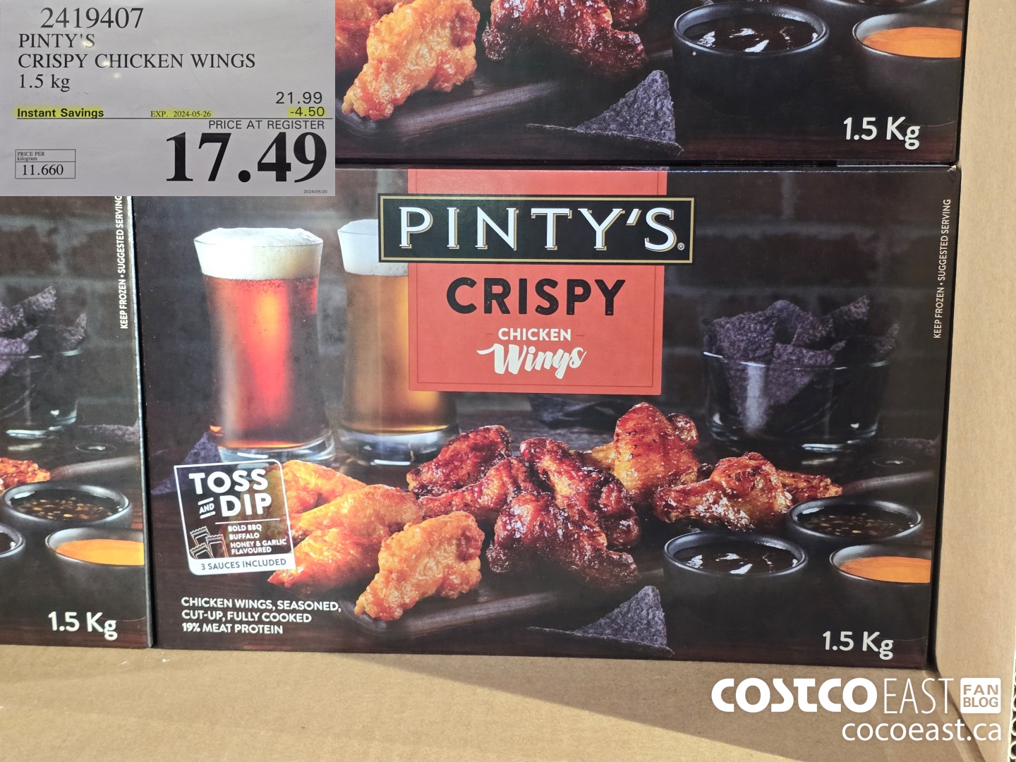 2419407 PINTY'S CRISPY CHICKEN WINGS 1.5 kg ($4.50 INSTANT SAVINGS EXPIRES ON 2024-05-26) $17.49