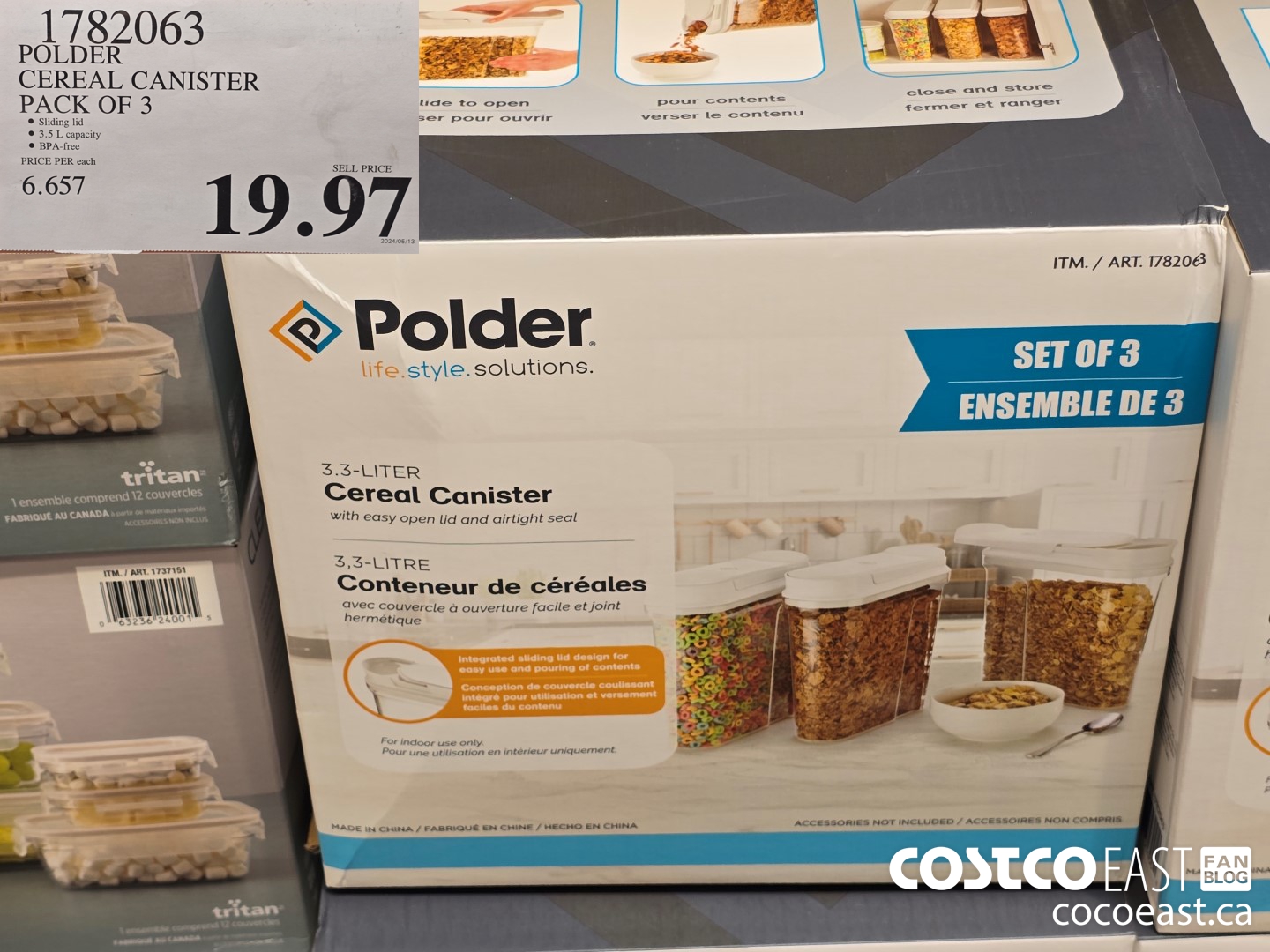 1782063 POLDER CEREAL CANISTER PACK OF 3 ($5.00 INSTANT SAVINGS EXPIRES ON 2024-04-07) $19.99