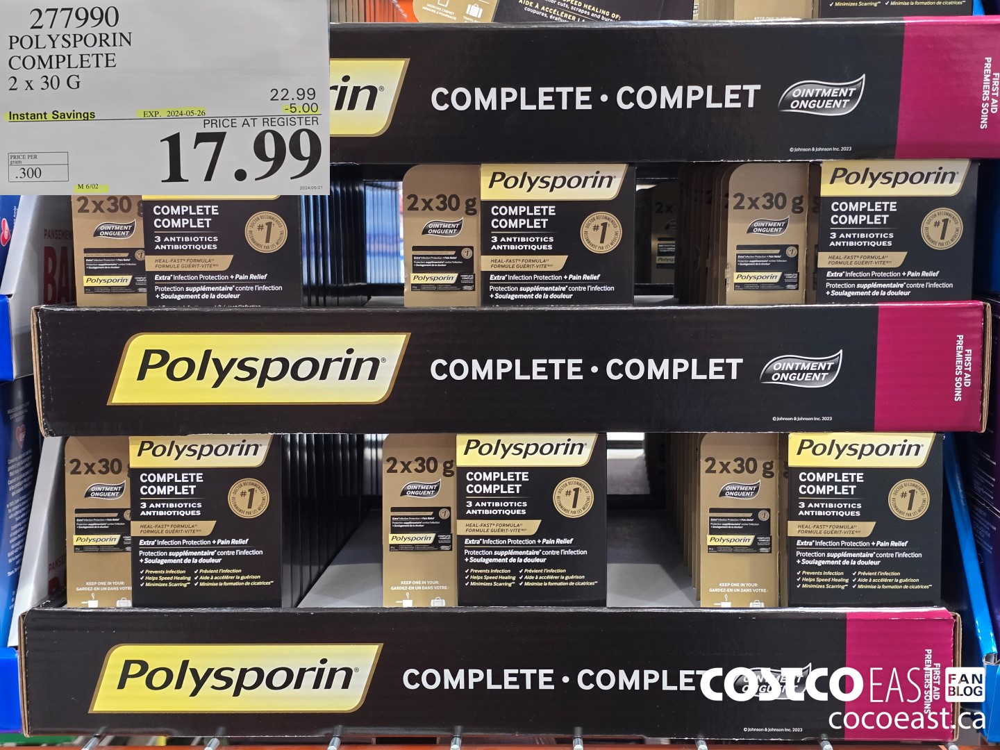 277990 POLYSPORIN COMPLETE 2 X 30 G ($5.00 INSTANT SAVINGS EXPIRES ON 2024-05-26) $17.99
