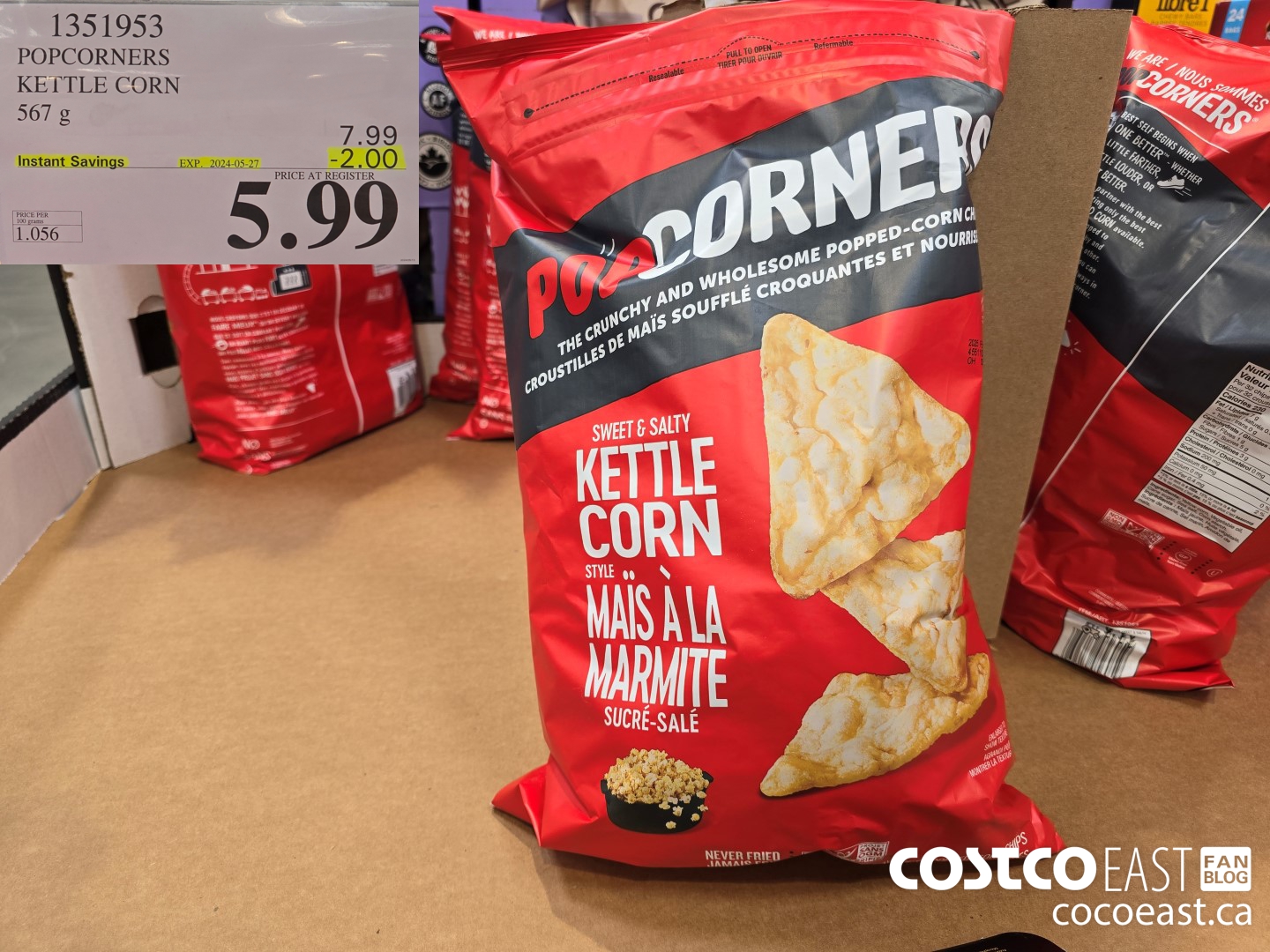 1351953 POPCORNERS KETTLE POPPED CHIPS 567 G ($2.00 INSTANT SAVINGS EXPIRES ON 2024-05-27) $5.99