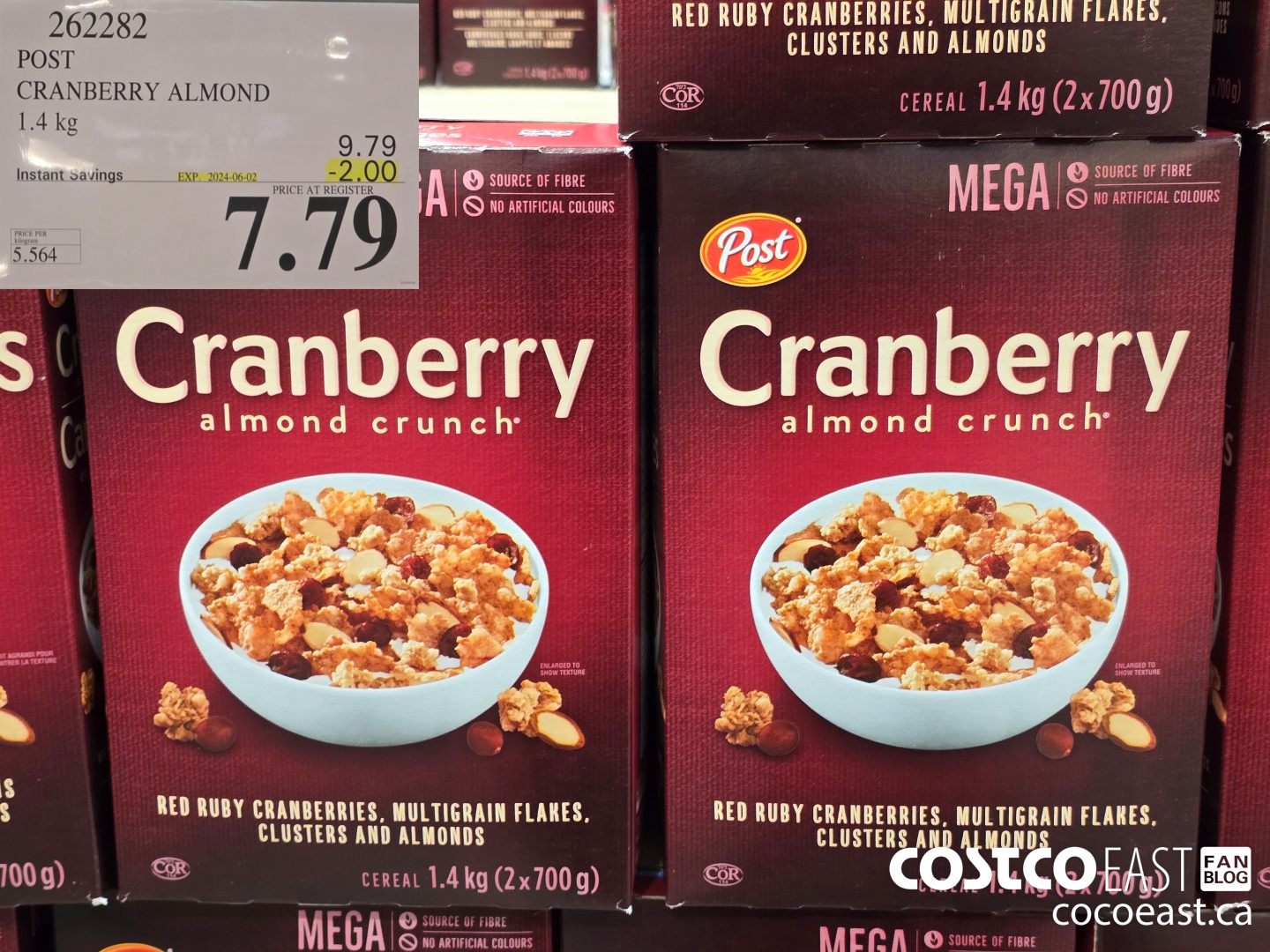 262282 POST CRANBERRY ALMOND 1.4 KG ($2.00 INSTANT SAVINGS EXPIRES ON 2024-06-02) $7.79