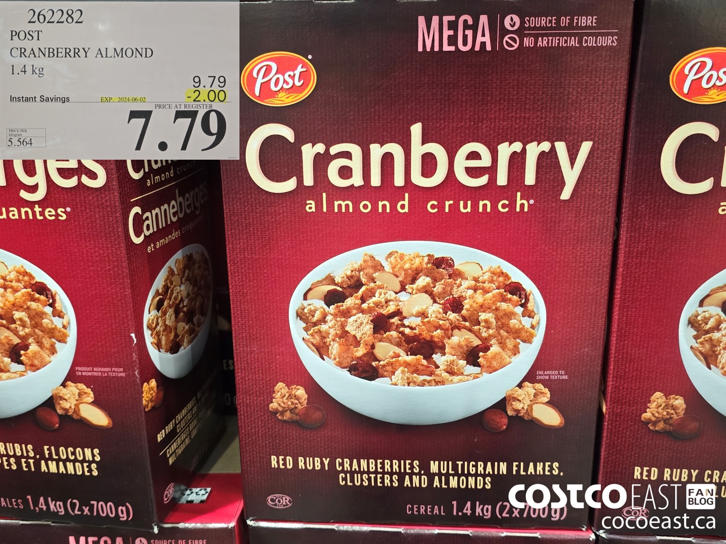 262282 POST CRANBERRY ALMOND 1.4 KG ($2.00 INSTANT SAVINGS EXPIRES ON 2024-06-02) $7.79