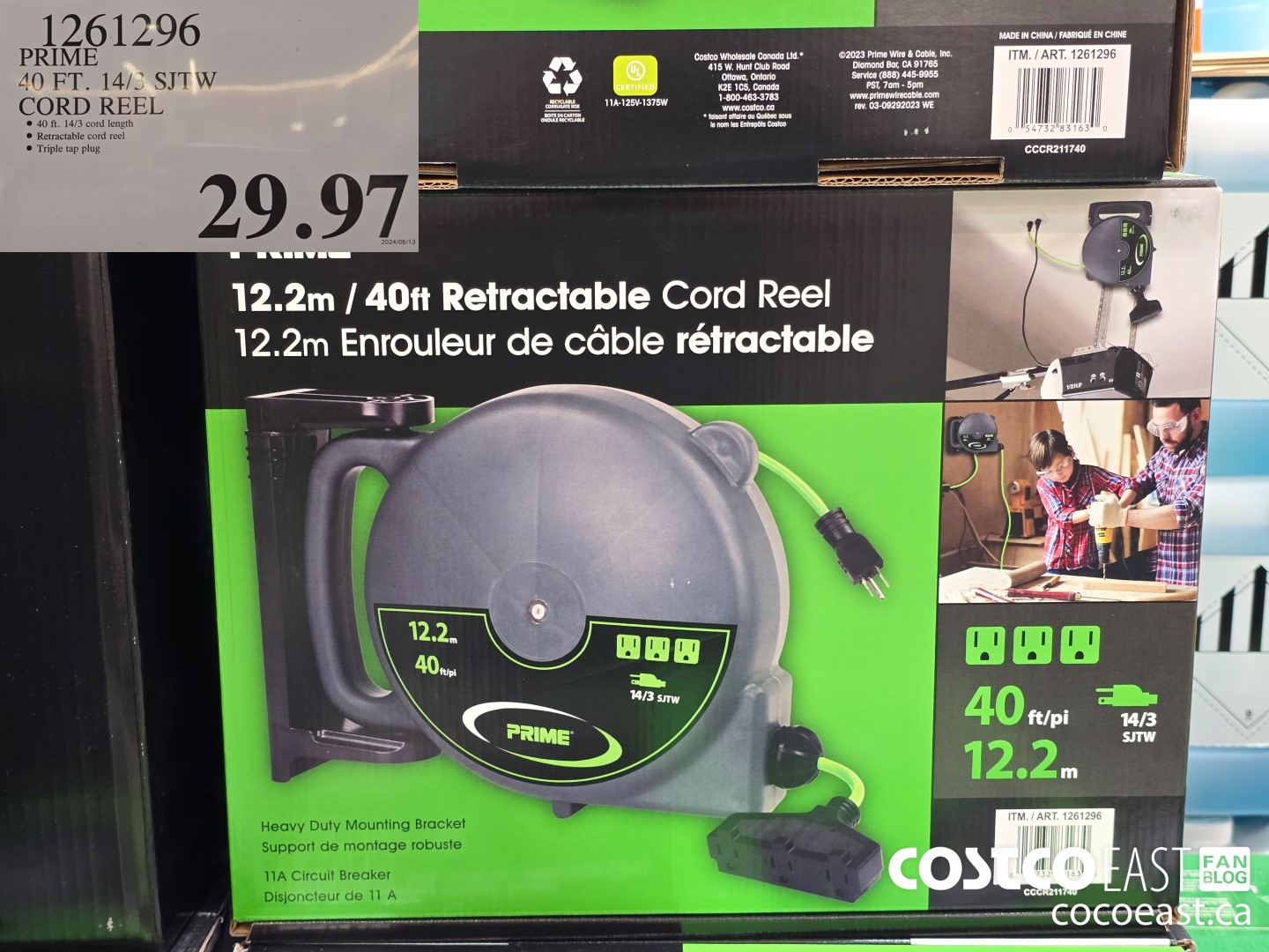 1261296 PRIME 40 FT. 14/3 SJTW CORD REEL $29.97