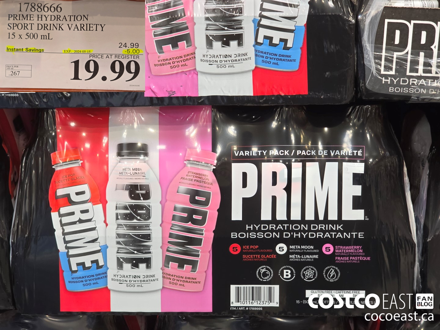 1788666 PRIME HYDRATION SPORT DRINK VARIETY 15 x 500 mL ($5.00 INSTANT SAVINGS EXPIRES ON 2024-05-15) $19.99