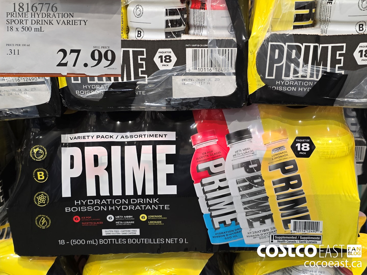 1816776 PRIME HYDRATION SPORT DRINK VARIETY 18 x 500 mL $27.99