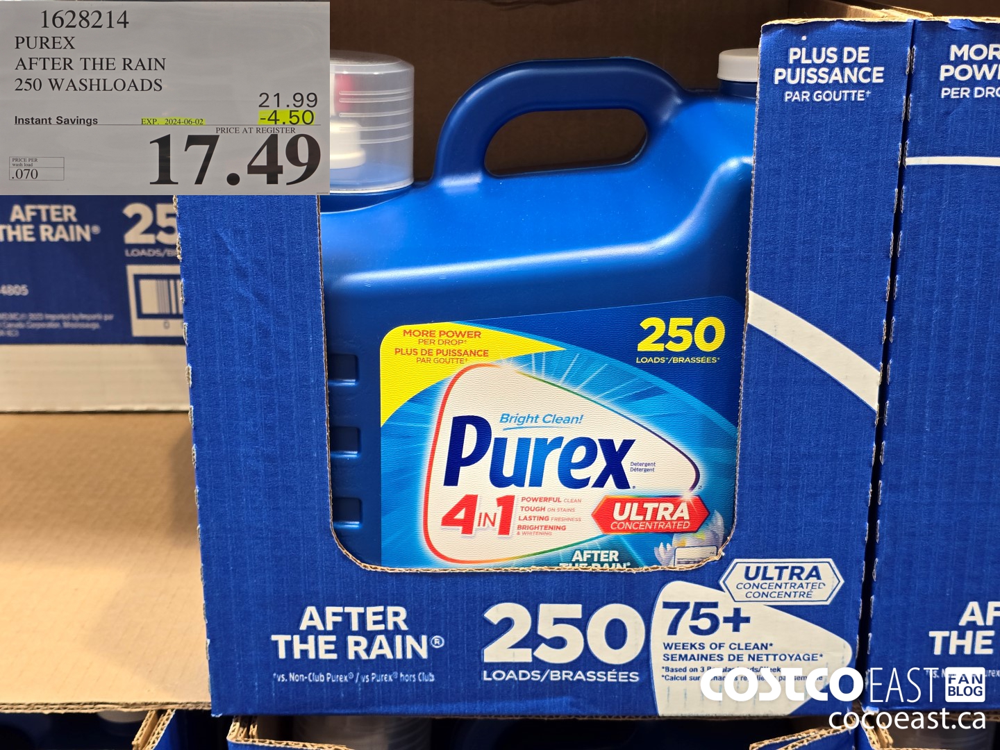 1628214 PUREX AFTER THE RAIN 250 washloads ($4.50 INSTANT SAVINGS EXPIRES ON 2024-06-02) $17.49