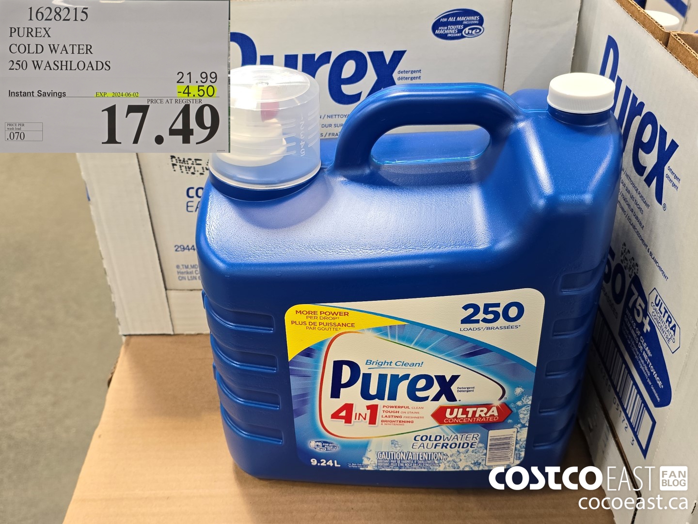 1628215 PUREX COLD WATER 250 washloads ($4.50 INSTANT SAVINGS EXPIRES ON 2024-06-02) $17.49