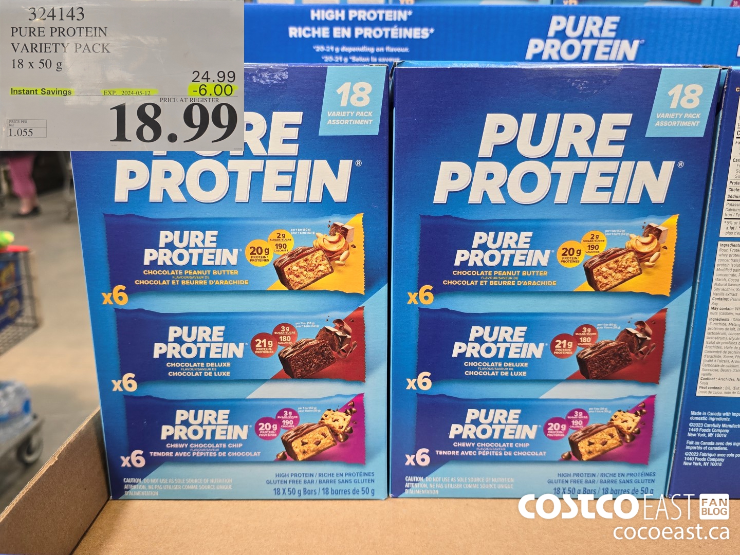 324143 PURE PROTEIN VARIETY PACK 18 x 50 g ($6.00 INSTANT SAVINGS EXPIRES ON 2024-05-12) $18.99
