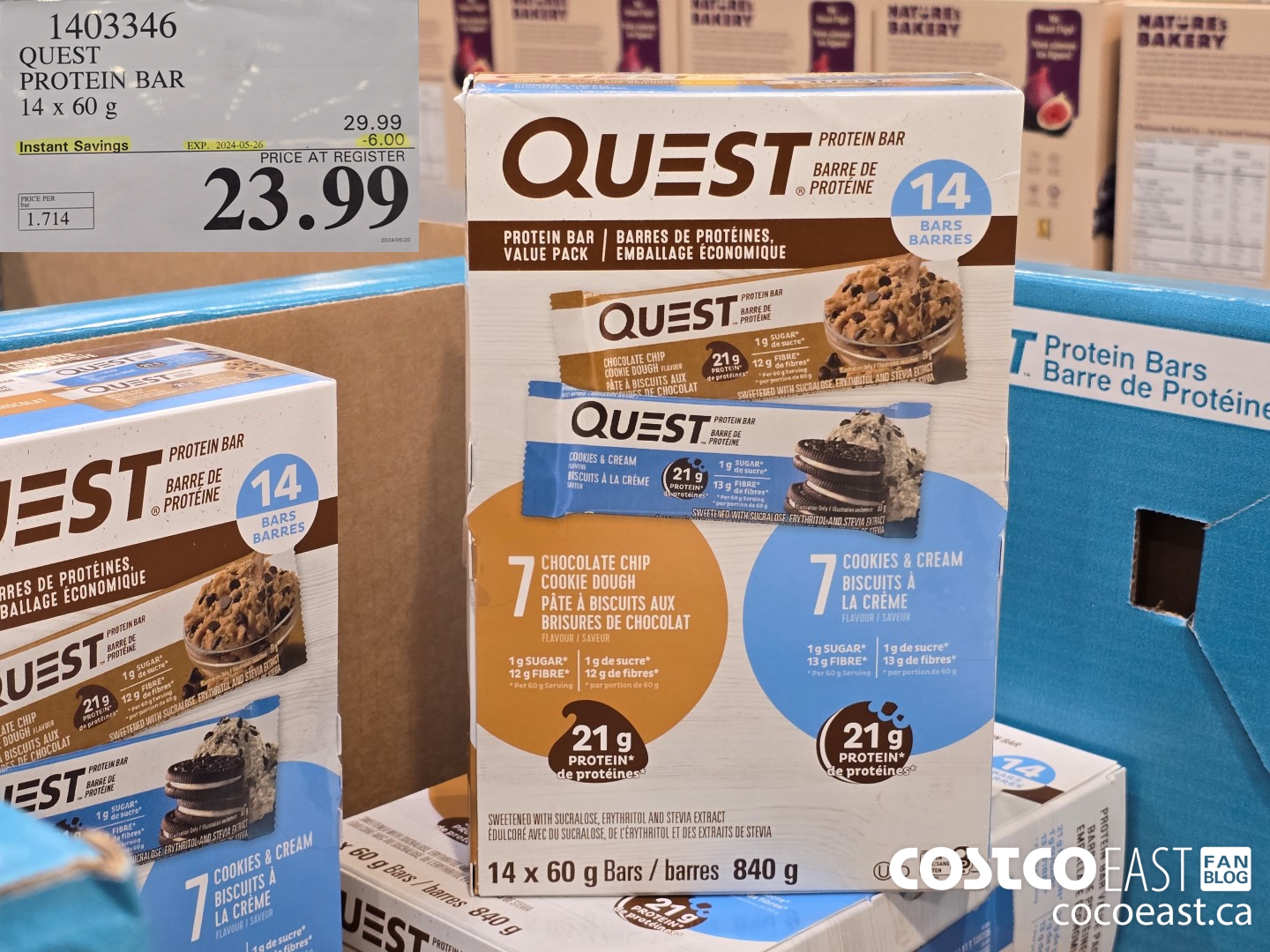 1403346 QUEST PROTEIN BARS 14 X 60G ($6.00 INSTANT SAVINGS EXPIRES ON 2024-05-26) $23.99