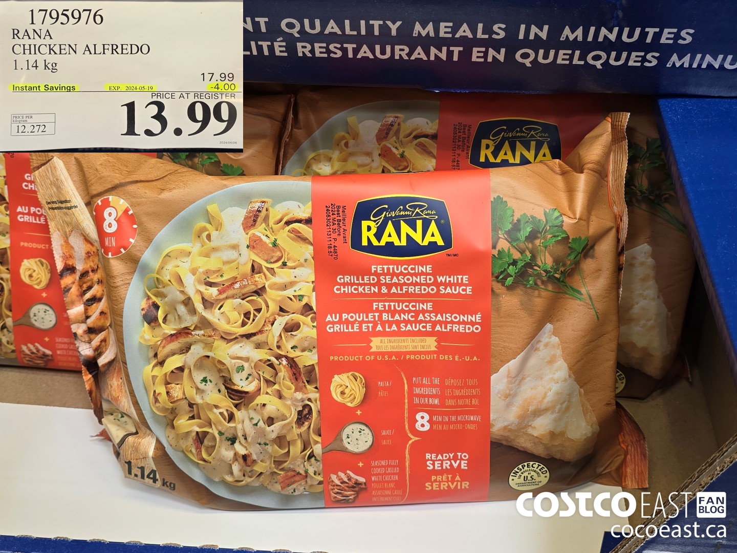 1795976 RANA CHICKEN ALFREDO 1.14 KG ($4.00 INSTANT SAVINGS EXPIRES ON 2024-05-19) $13.99