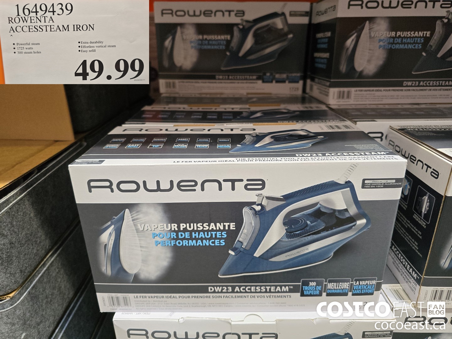 1649439 ROWENTA ACCESSSTEAM IRON $49.99