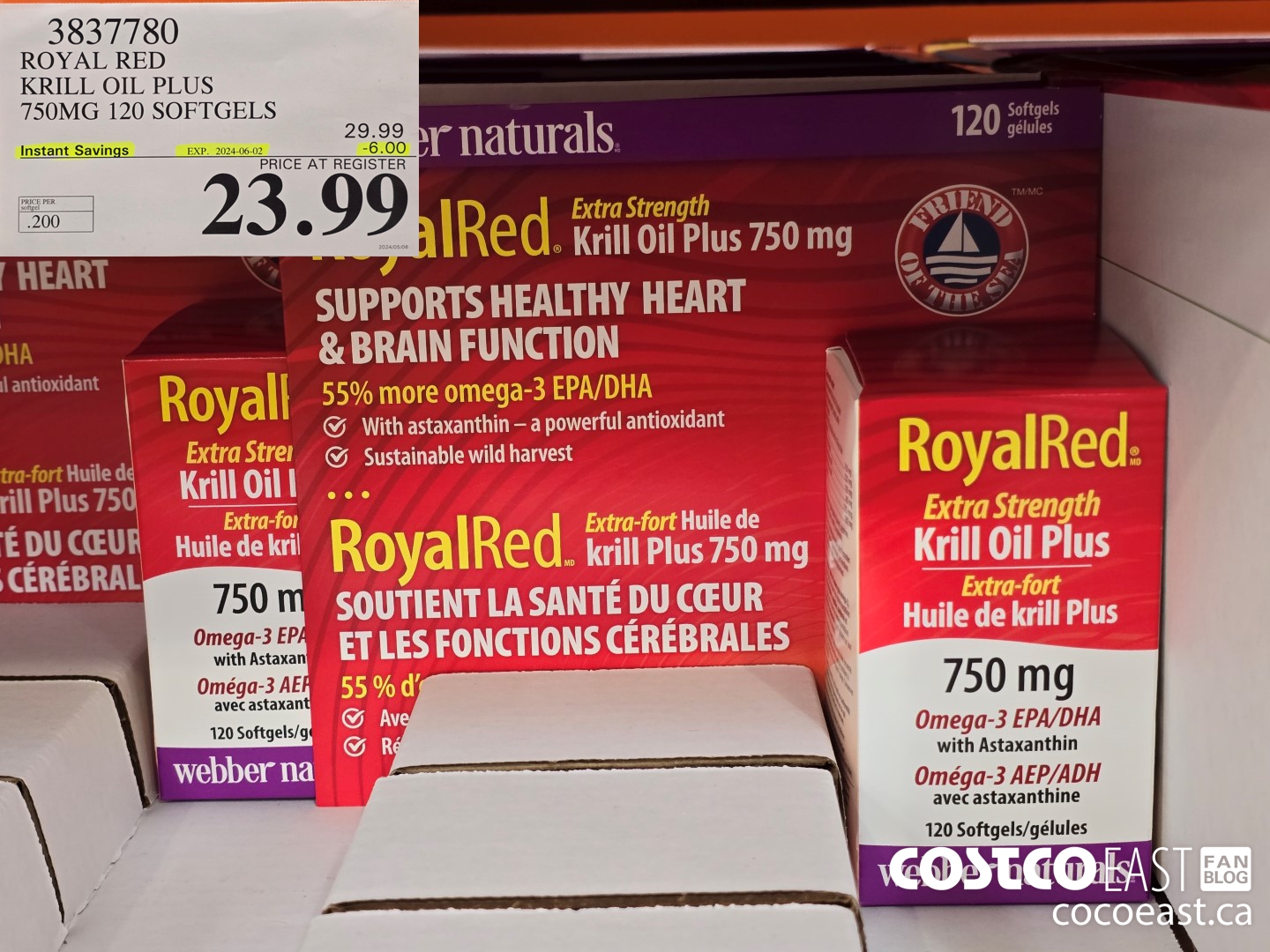 3837780 ROYAL RED KRILL OIL PLUS 750MG 120 SOFTGELS ($6.00 INSTANT SAVINGS EXPIRES ON 2024-06-02) $23.99