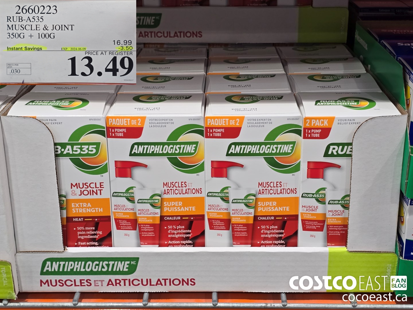 2660223 RUB-A535 MUSCLE & JOINT 350G + 100G ($3.50 INSTANT SAVINGS EXPIRES ON 2024-06-09) $13.49