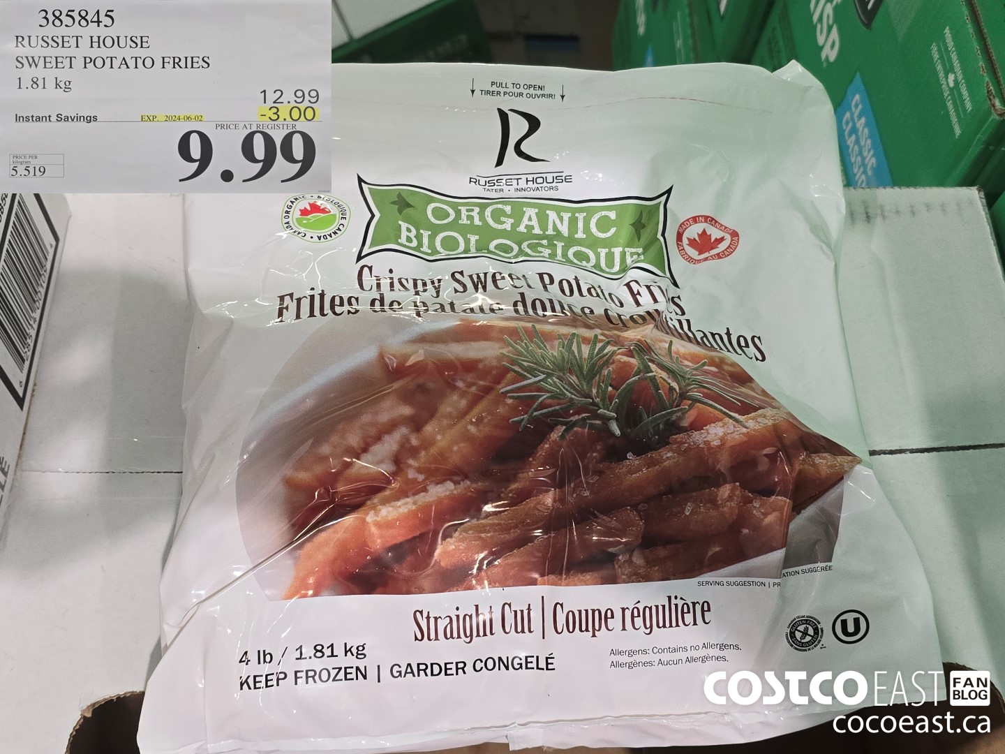 385845 RUSSET HOUSE SWEET POTATO FRIES 1.81 KG ($3.00 INSTANT SAVINGS EXPIRES ON 2024-06-02) $9.99