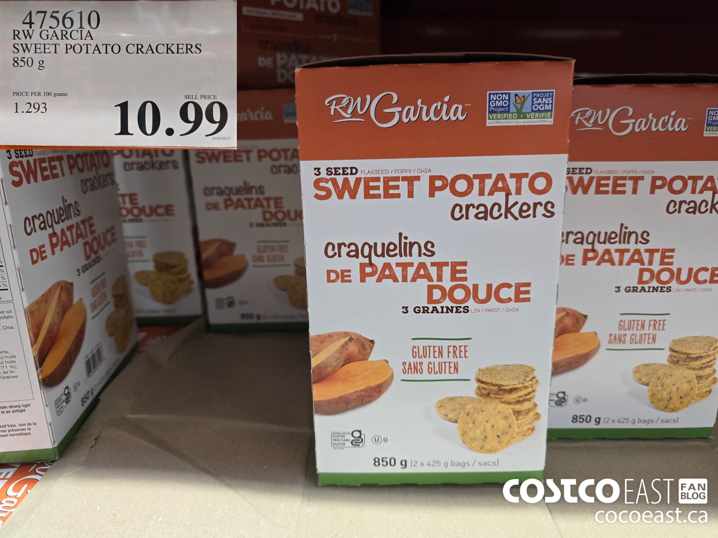 475610 RW GARCIA SWEET POTATO CRACKERS 850 G $10.99