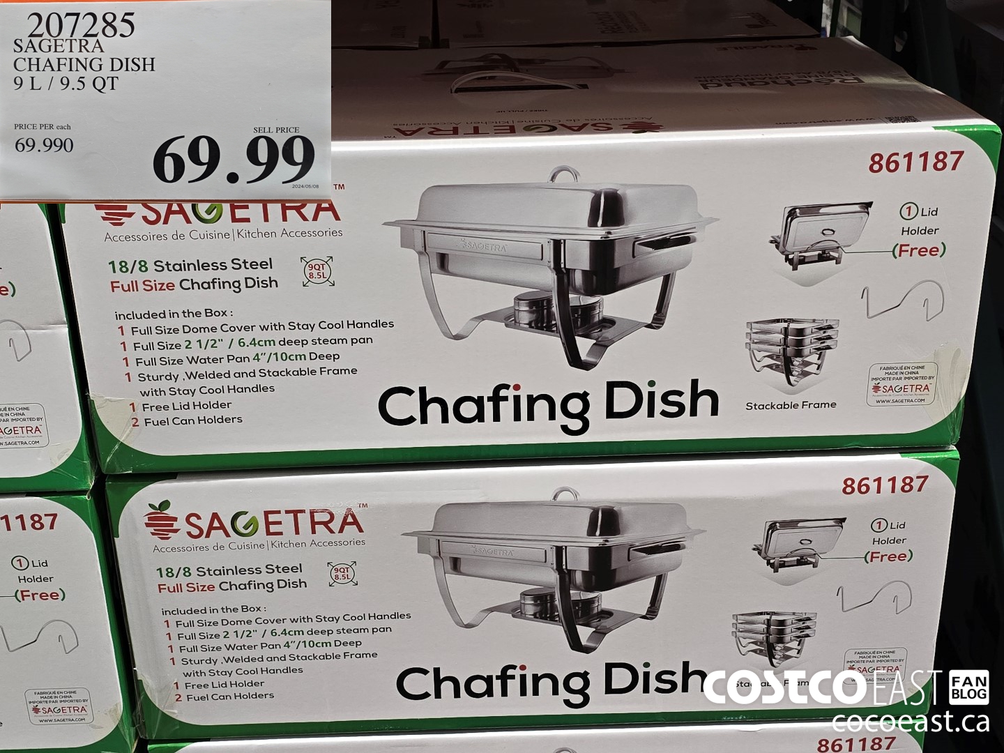 207285 SAGETRA CHAFING DISH 9 L/ 9.5 qt $69.99