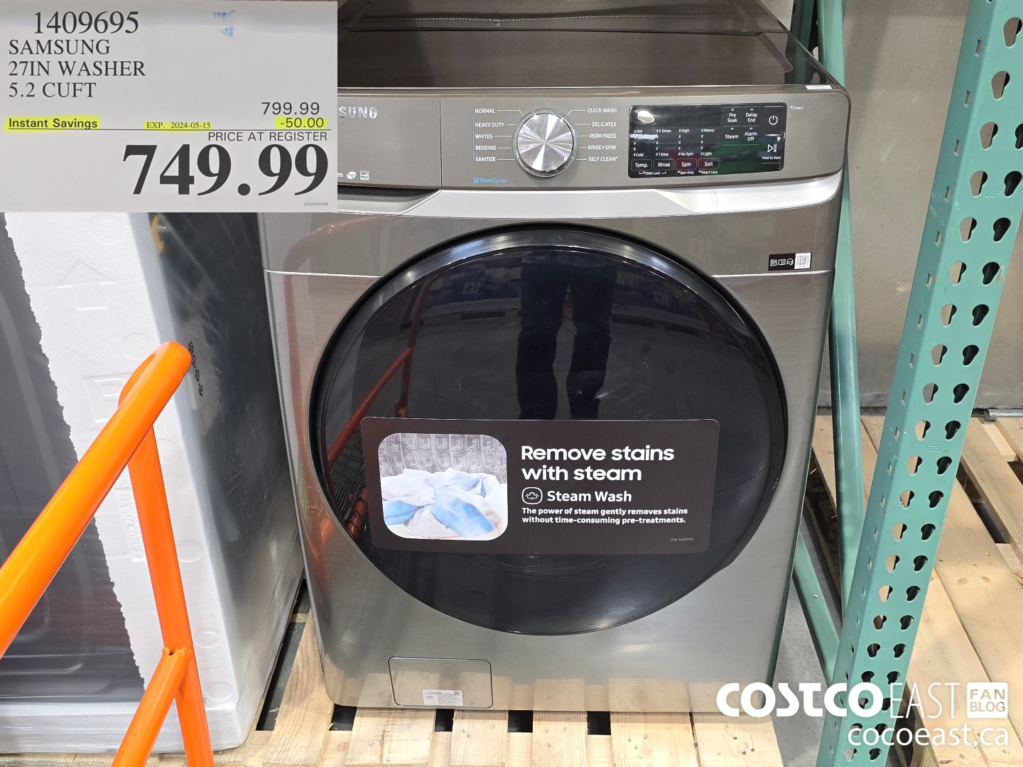 1409695 SAMSUNG 27IN WASHER 5.2 CUFT ($50.00 INSTANT SAVINGS EXPIRES ON 2024-05-15) $749.99
