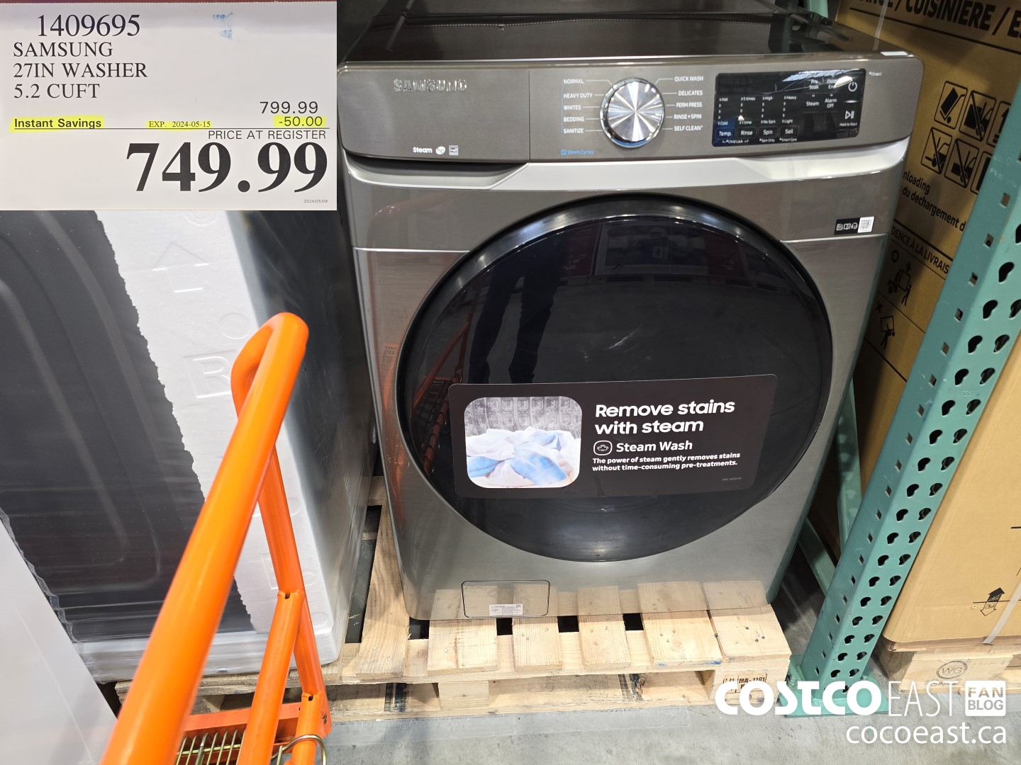 1409695 SAMSUNG 27IN WASHER 5.2 CUFT ($50.00 INSTANT SAVINGS EXPIRES ON 2024-05-15) $749.99