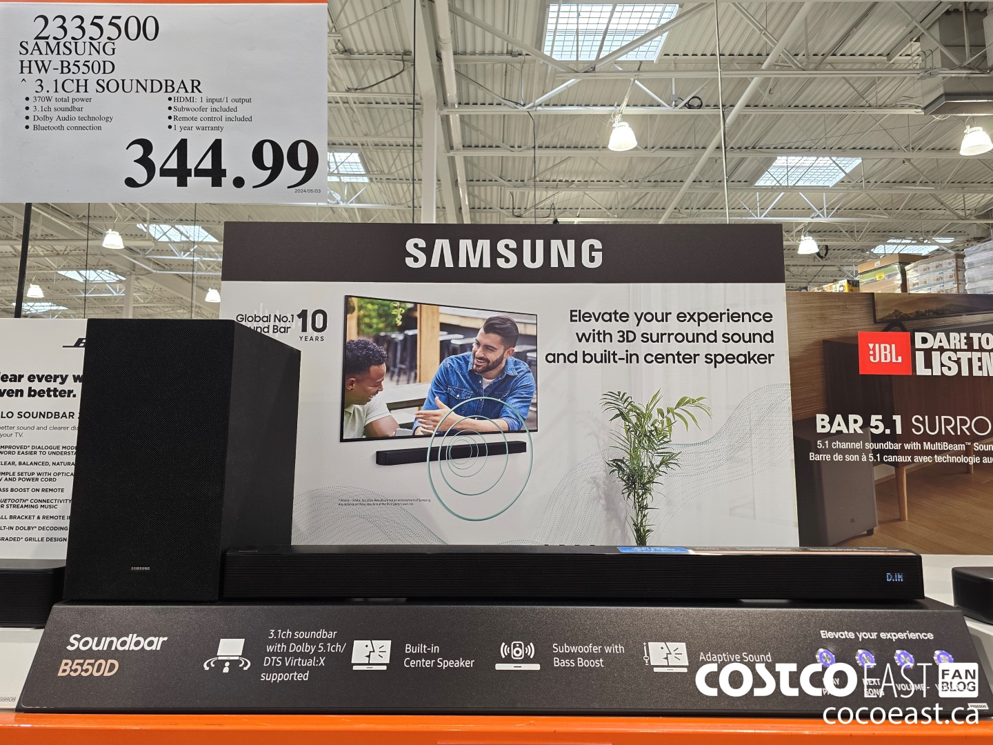 2335500 SAMSUNG HW-B550D SOUNDBAR 3.1 CH $344.99