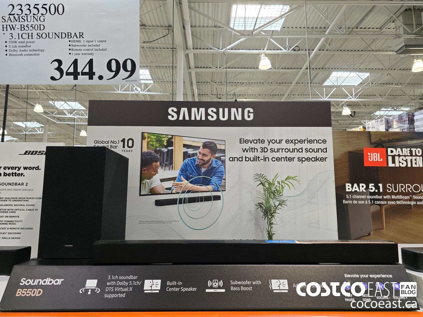 2335500 SAMSUNG HW-B550D SOUNDBAR 3.1 CH $344.99