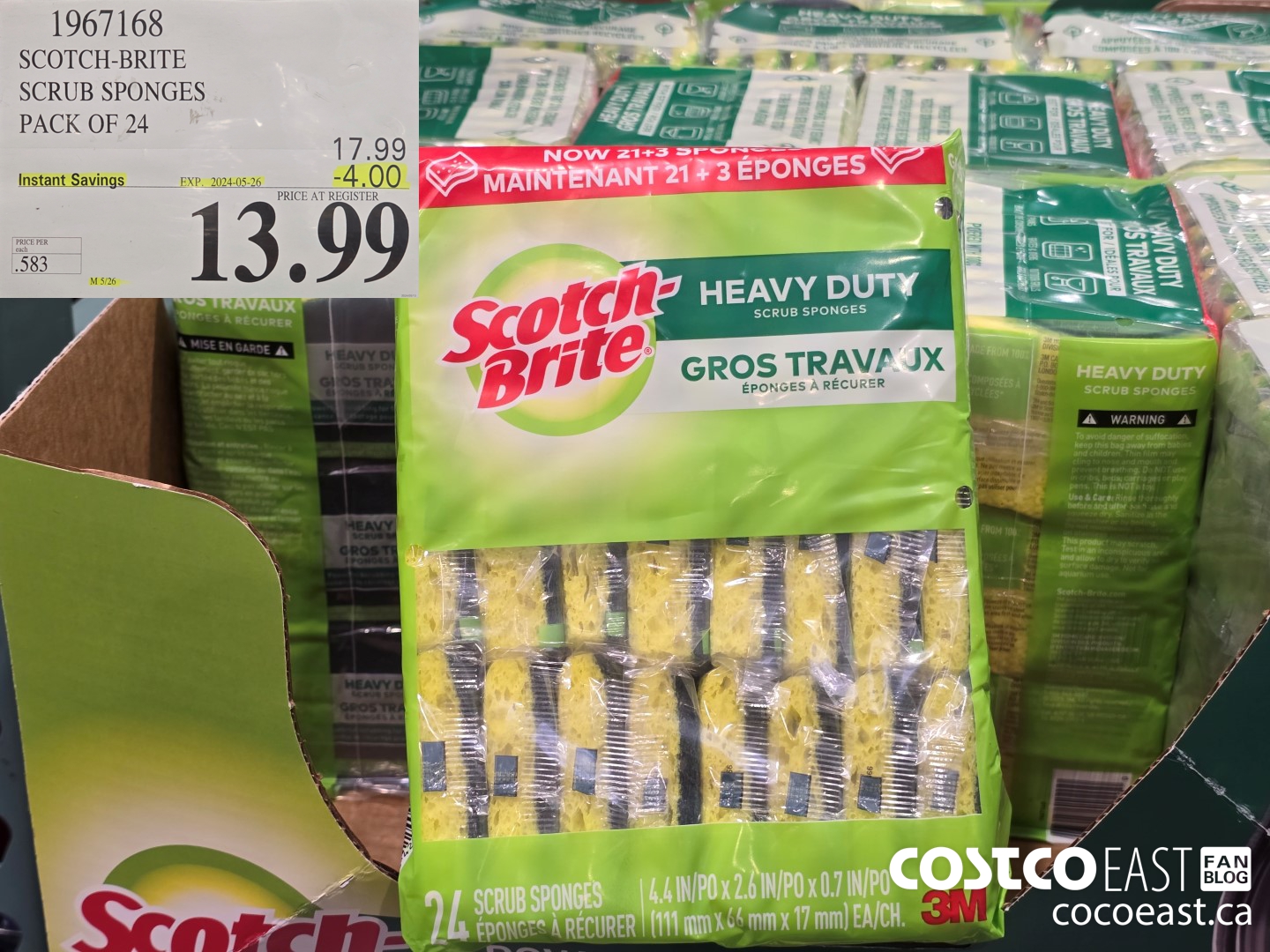 1967168 SCOTCH-BRITE SCRUB SPONGES PACK OF 24 ($4.00 INSTANT SAVINGS EXPIRES ON 2024-05-26) $13.99