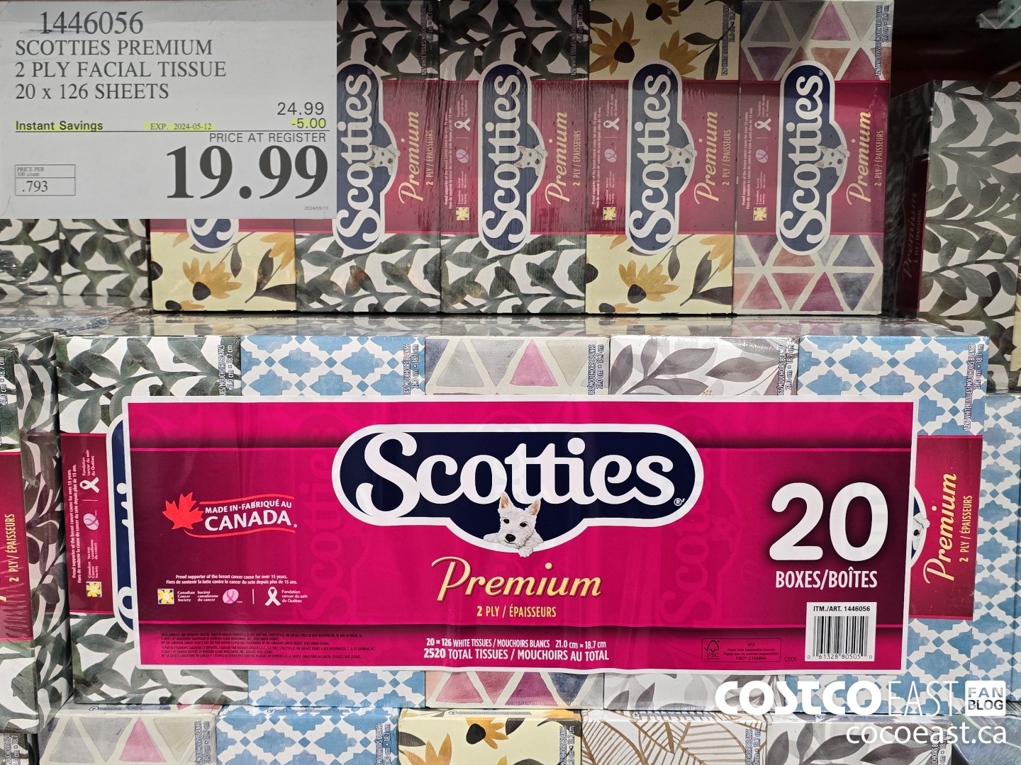 1446056 SCOTTIE PREMIUM 2 PLY FACIAL TISSUES 20 x 126 sheets ($5.00 INSTANT SAVINGS EXPIRES ON 2024-05-12) $19.99