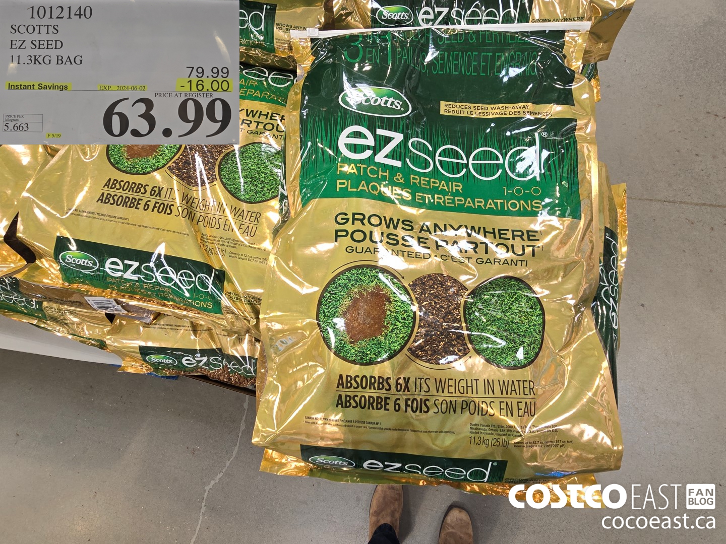 1012140 SCOTTS EZ SEED 11.3 KG BAG ($16.00 INSTANT SAVINGS EXPIRES ON 2024-06-02) $63.99