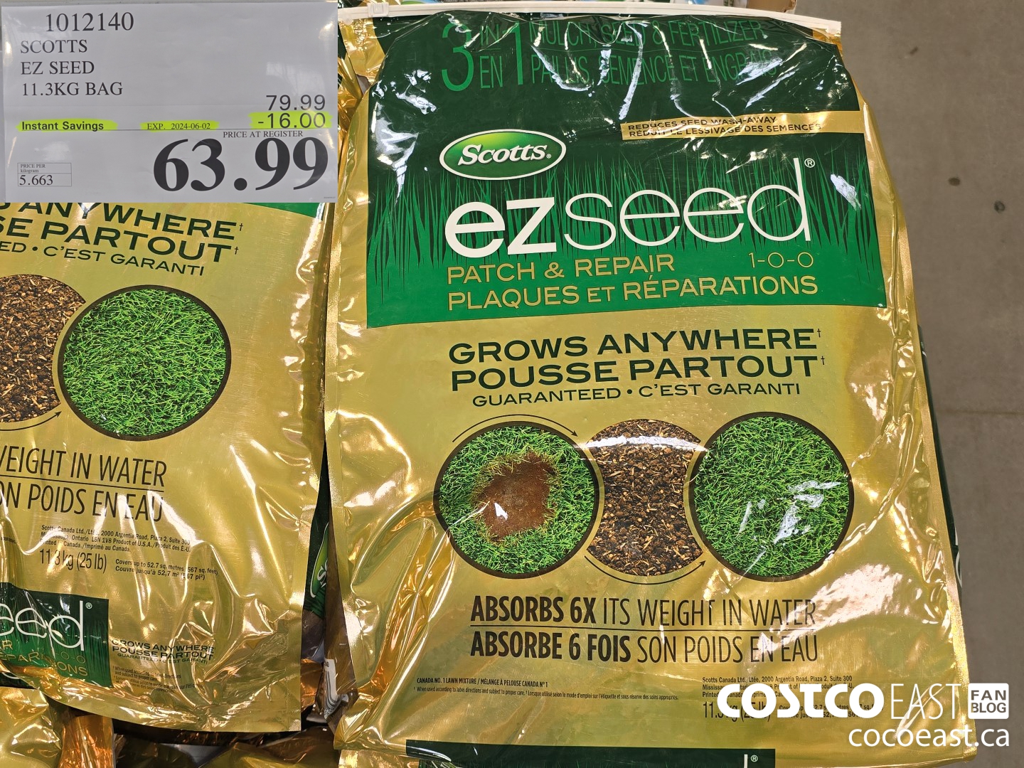 1012140 SCOTTS EZ SEED 11.3 KG BAG ($16.00 INSTANT SAVINGS EXPIRES ON 2024-06-02) $63.99