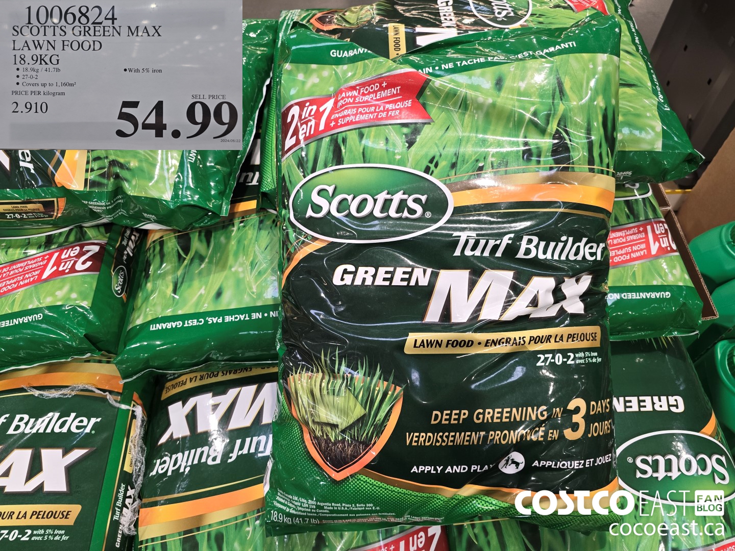 1006824 SCOTTS GREEN MAX LAWN FOOD 18.9kg $54.99
