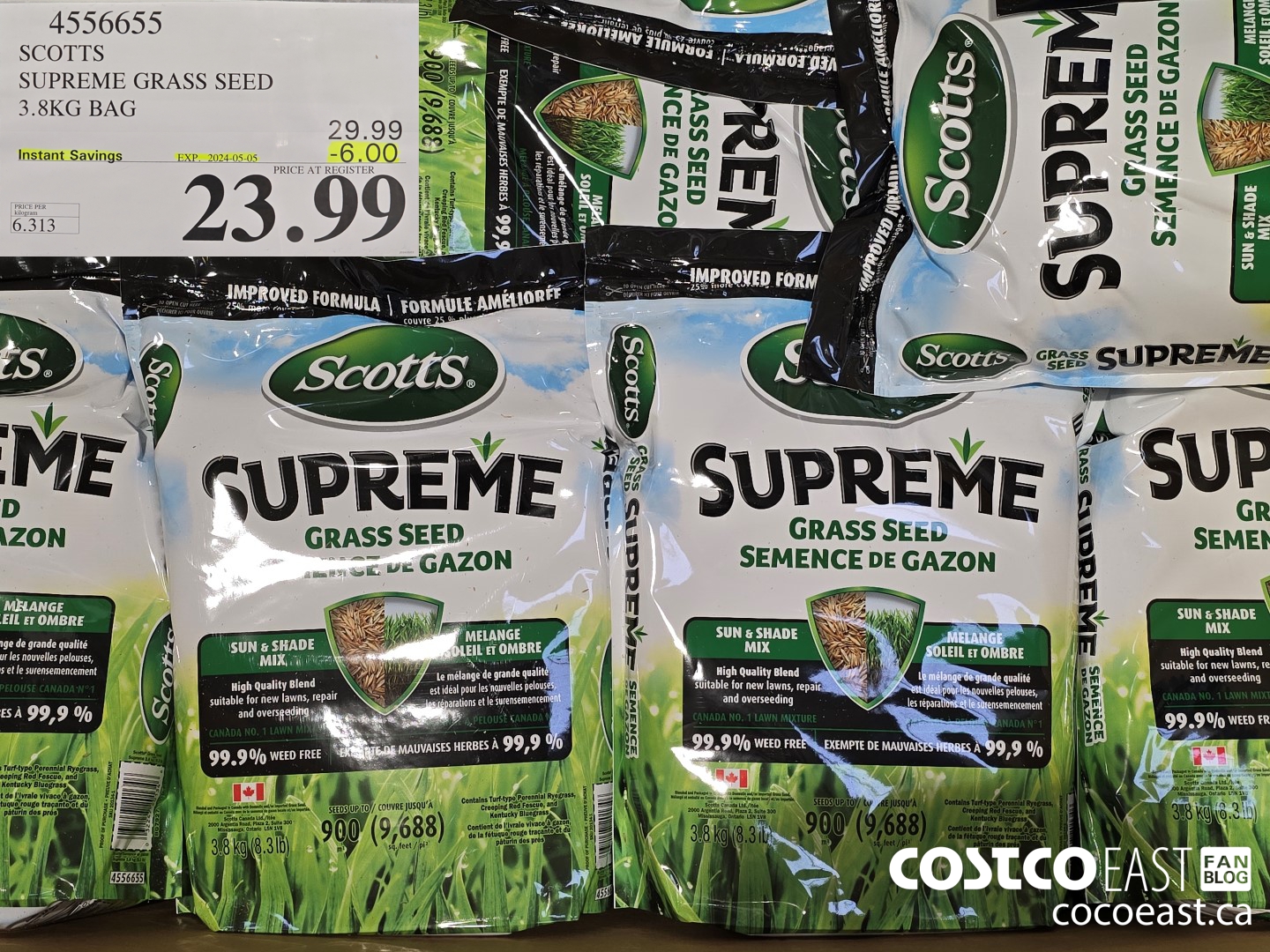 4556655 SCOTTS SUPREME GRASS SEED 3.8KG BAG 2024-0505 ($6.00 INSTANT SAVINGS) $23.99