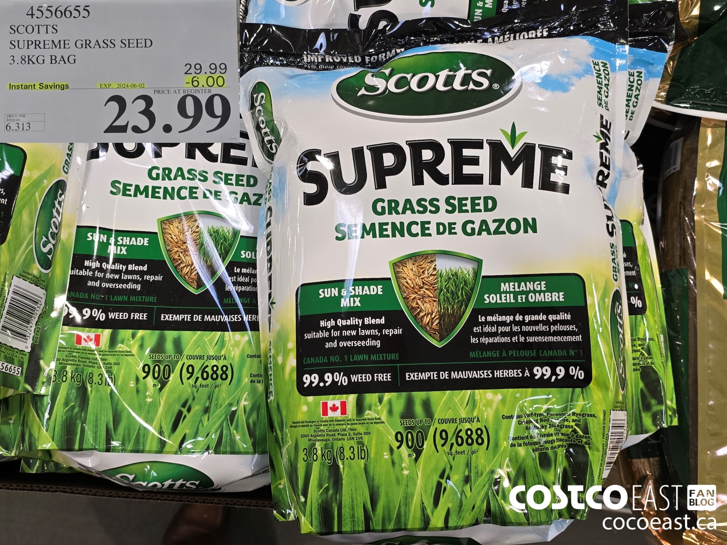 4556655 SCOTTS SUPREME GRASS SEED 3.8KG BAG ($6.00 INSTANT SAVINGS EXPIRES ON 2024-06-02) $23.99