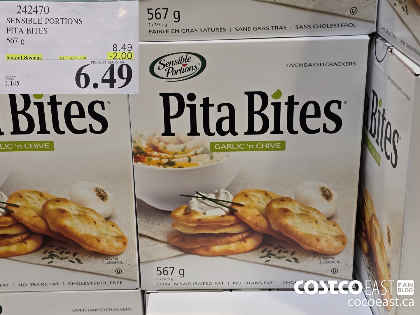 242470 SENSIBLE PORTIONS PITA BITES 567 g ($2.00 INSTANT SAVINGS EXPIRES ON 2024-05-19) $6.49