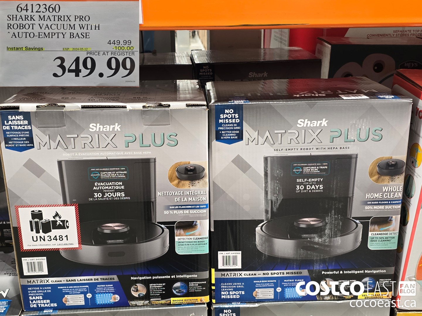 6412360 SHARK MATRIX PRO ROBOT VACUUM WITH AUTO-EMPTY BASE ($100.00 INSTANT SAVINGS EXPIRES ON 2024-05-12) $349.99