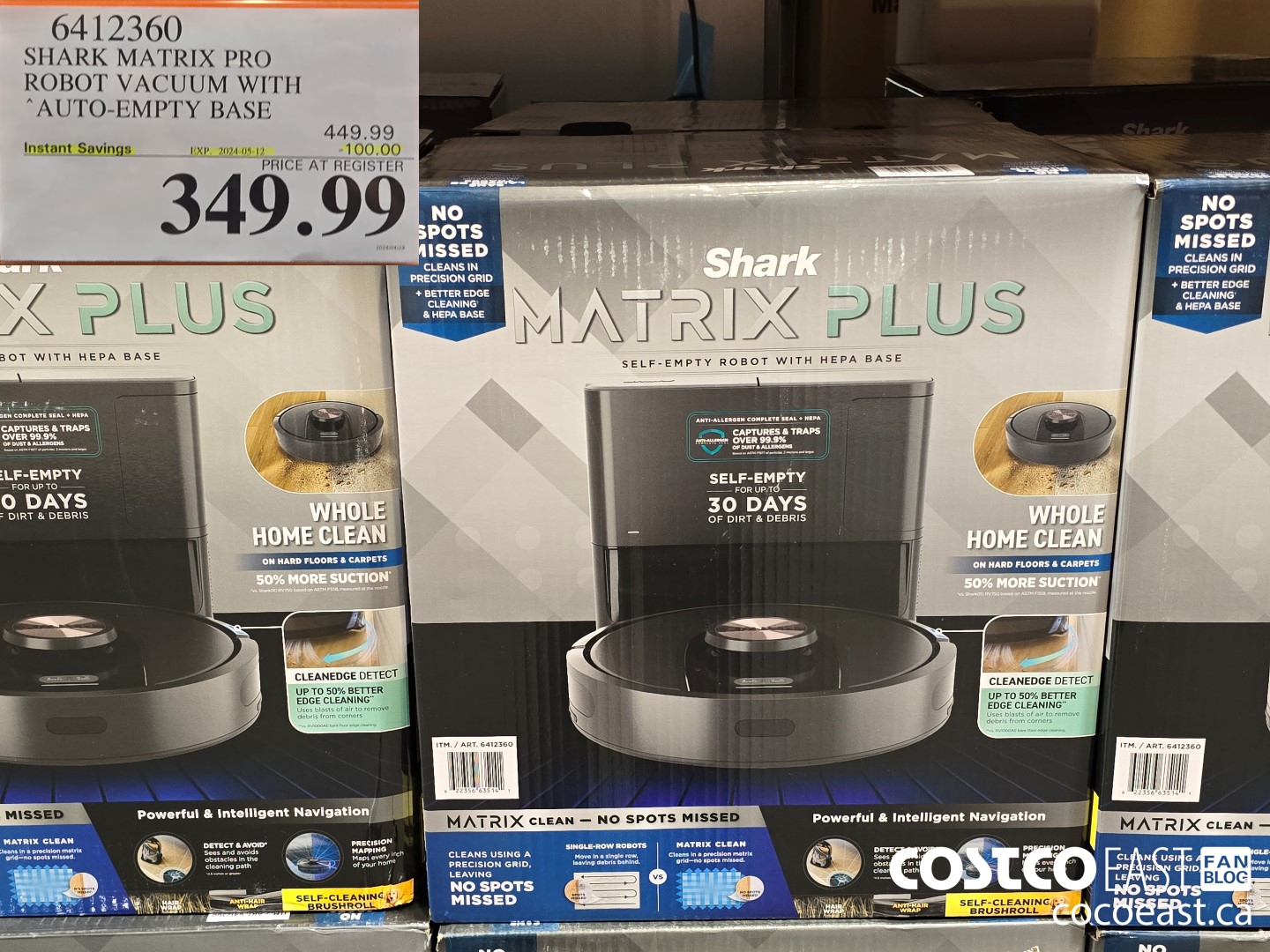 6412360 SHARK MATRIX PRO ROBOT VACUUM WITH AUTO-EMPTY BASE ($100.00 INSTANT SAVINGS EXPIRES ON 2024-05-12) $349.99