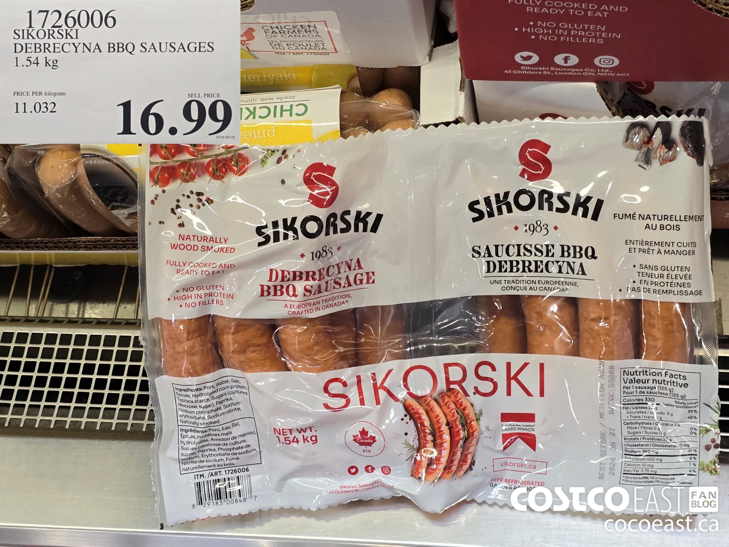 1726006 SIKORSKI DEBRECYNA BBQ SAUSAGES 1.54 kg $16.99