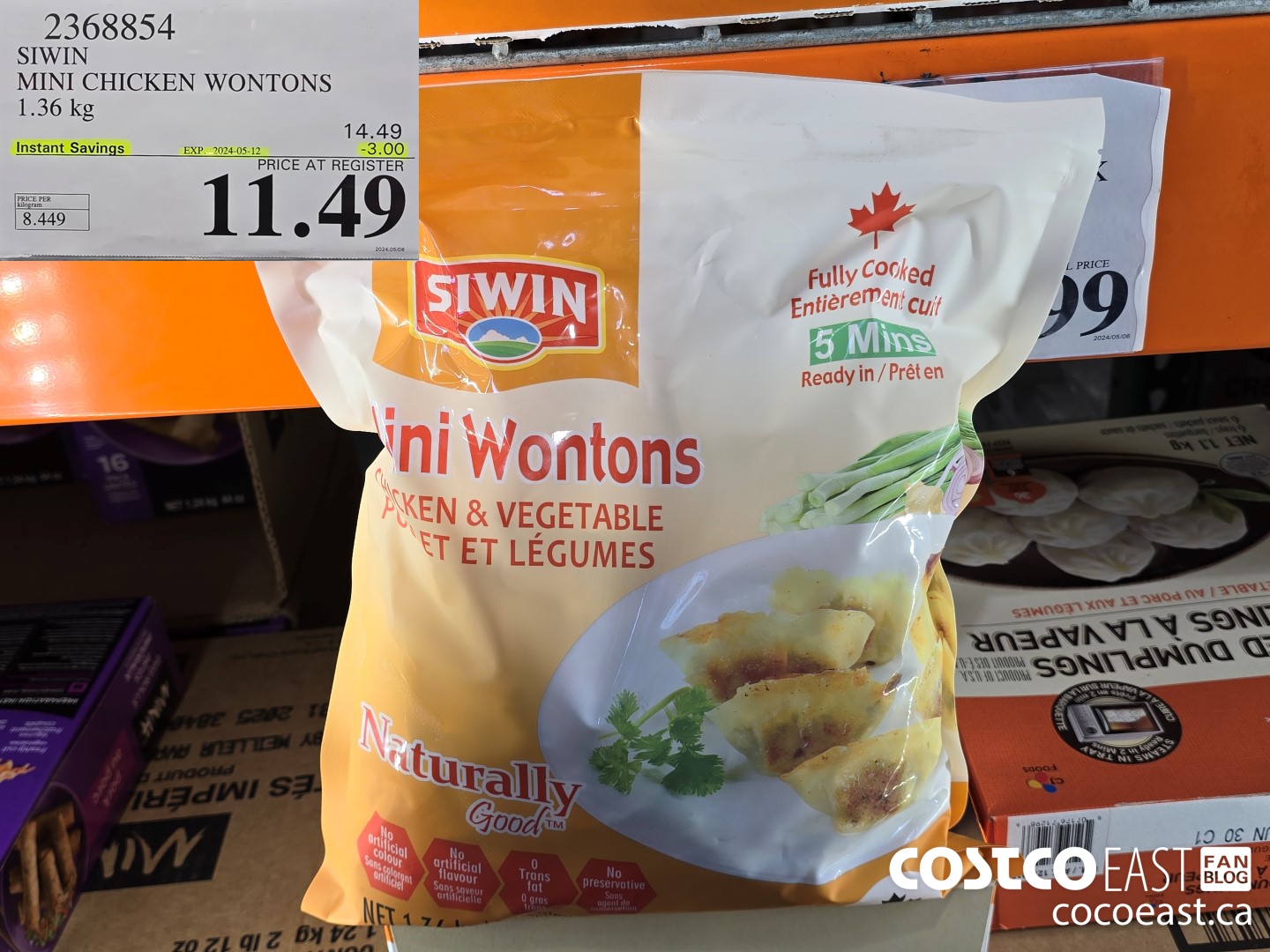 2368854 SIWIN MINI CHICKEN WONTONS 1.36 kg ($3.00 INSTANT SAVINGS EXPIRES ON 2024-05-12) $11.49
