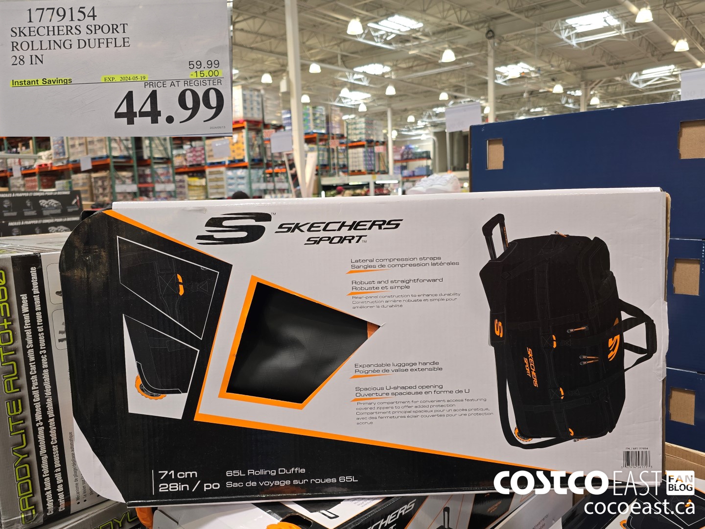 1779154 SKECHERS SPORT ROLLING DUFFLE 28 IN ($15.00 INSTANT SAVINGS EXPIRES ON 2024-05-19) $44.99